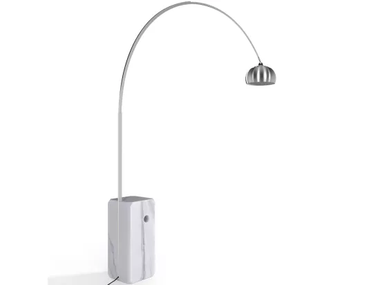 Lampadaire avec Base en Marbre - Lampe de Salon - Bow Blanc