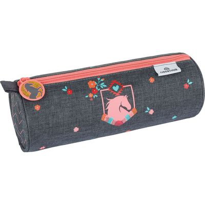 Trousse ronde Cheval - 1 compartiment - gris chine - Oberthur