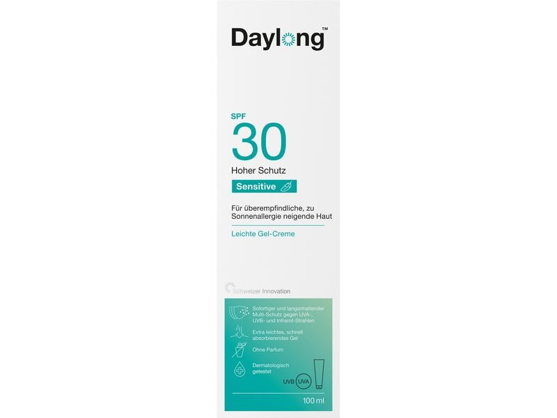 DAYLONG Sensitive Sonnenschutz Gel Creme SPF 30 100 ml Leichte und fettfreie Sonnenpflege für anspruchsvolle Haut