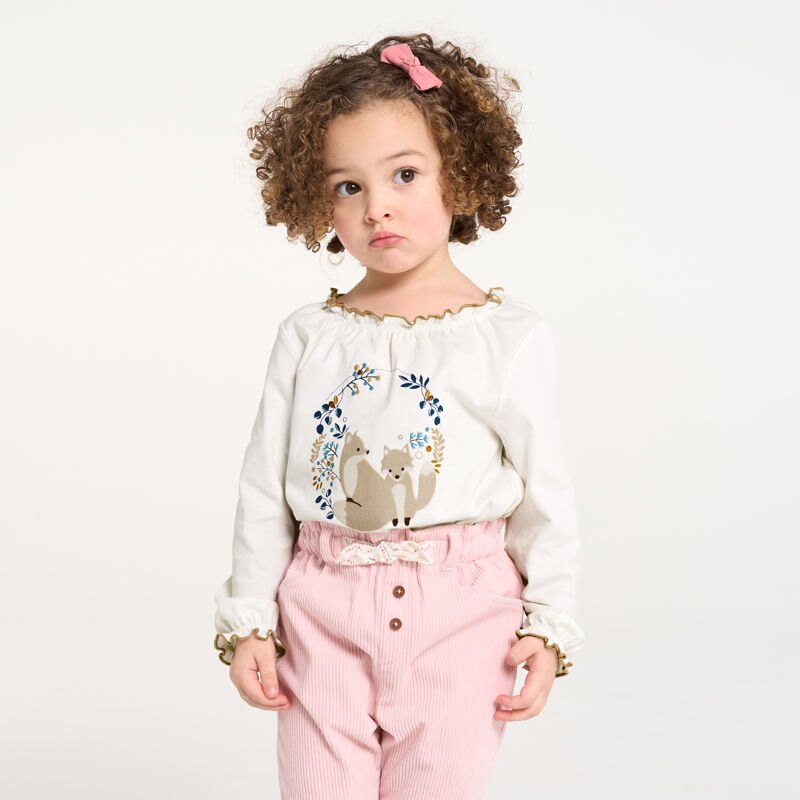 T-shirt renards blanc bébé fille Blanc