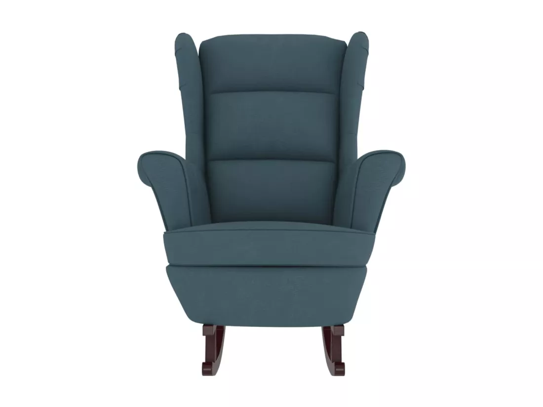 Chaise à bascule avec pieds en bois et tabouret Bleu Velours