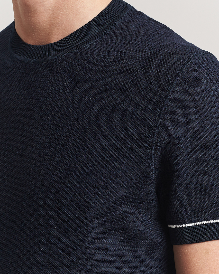 BOSS BLACK Jianfranco Cotton/Viscose Knitted T-Shirt Dark Blue