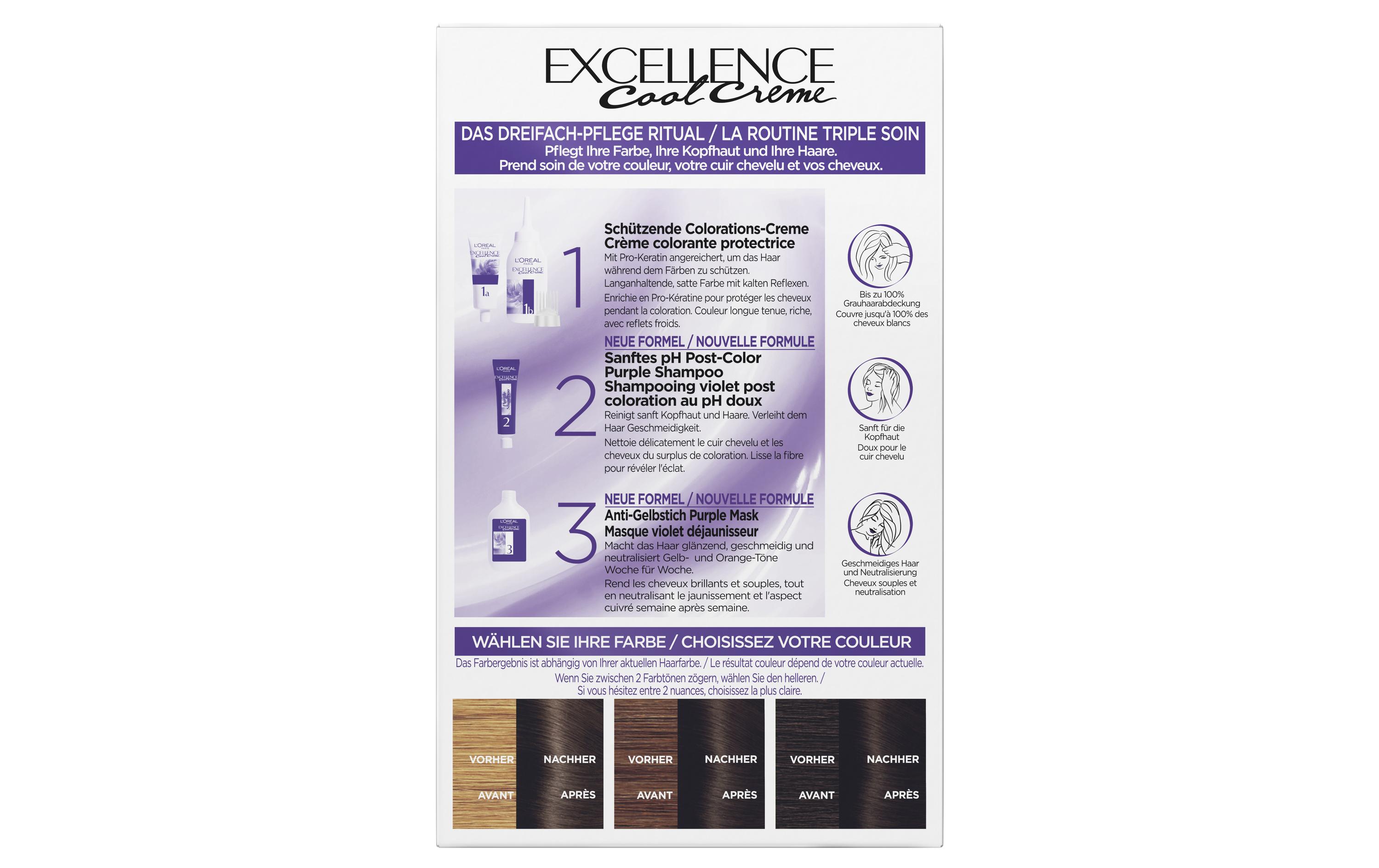 Haarcoloration Cool Crème 4.11 Ultra Kühles MittelbraunDauerhafte Haarfarbe mit bis zu 100% Grauhaarabdeckung