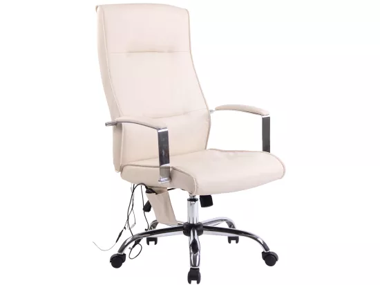 Chaise de bureau - Similicuir & Métal chromé - Crème - Portland