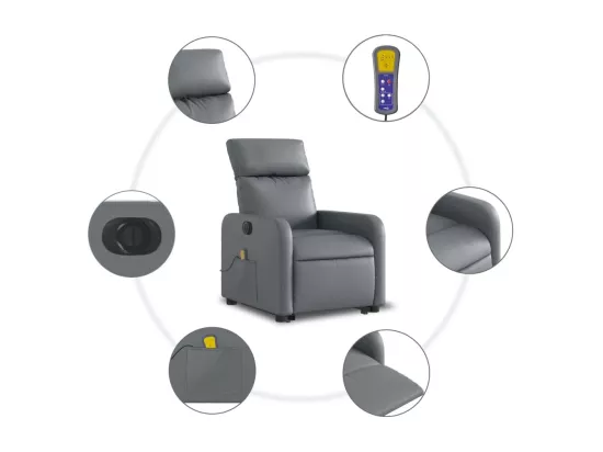 Fauteuil inclinable massant électrique gris similicuir