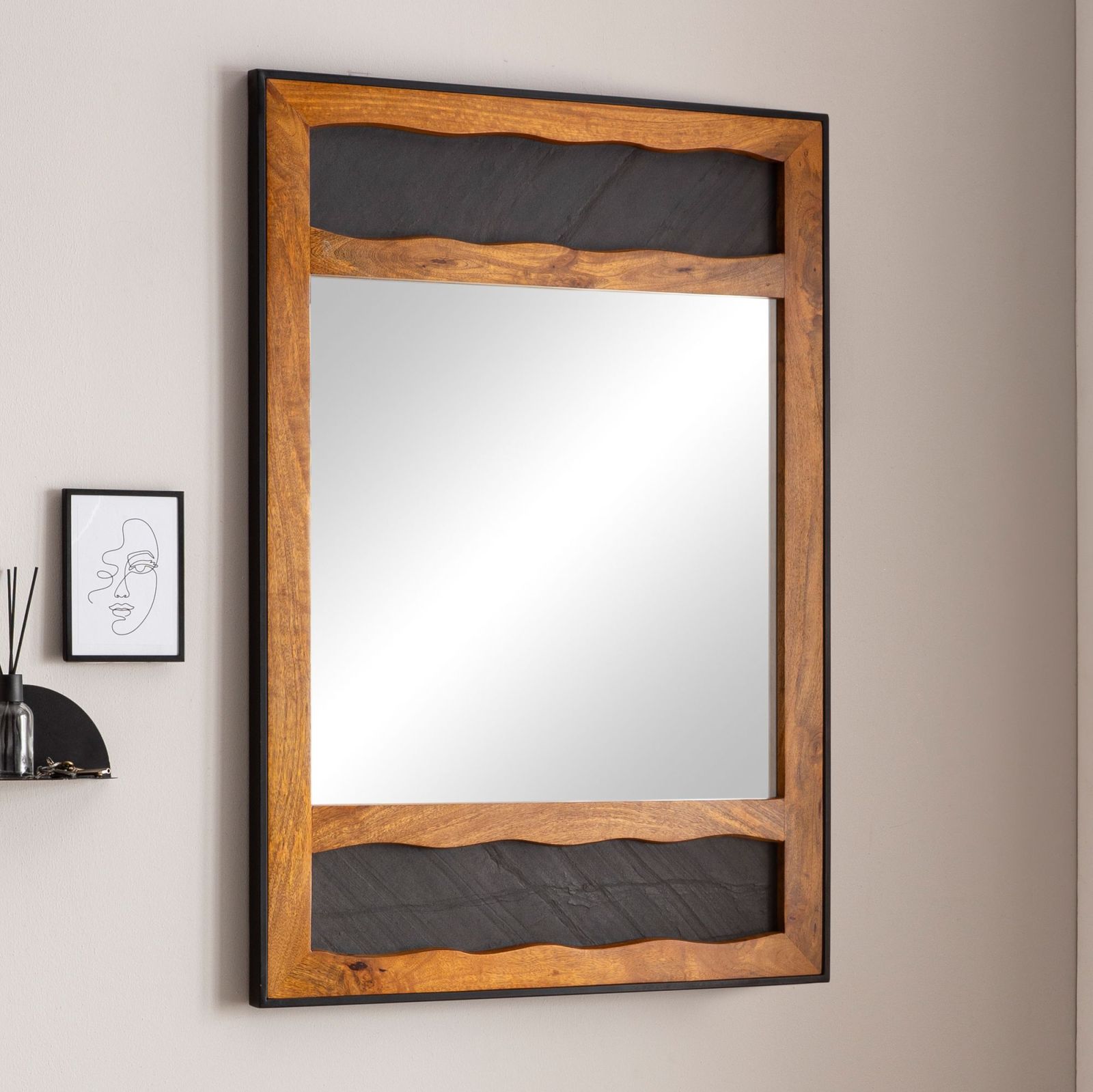 Wandspiegel - Mango massiv - 72x102 cm