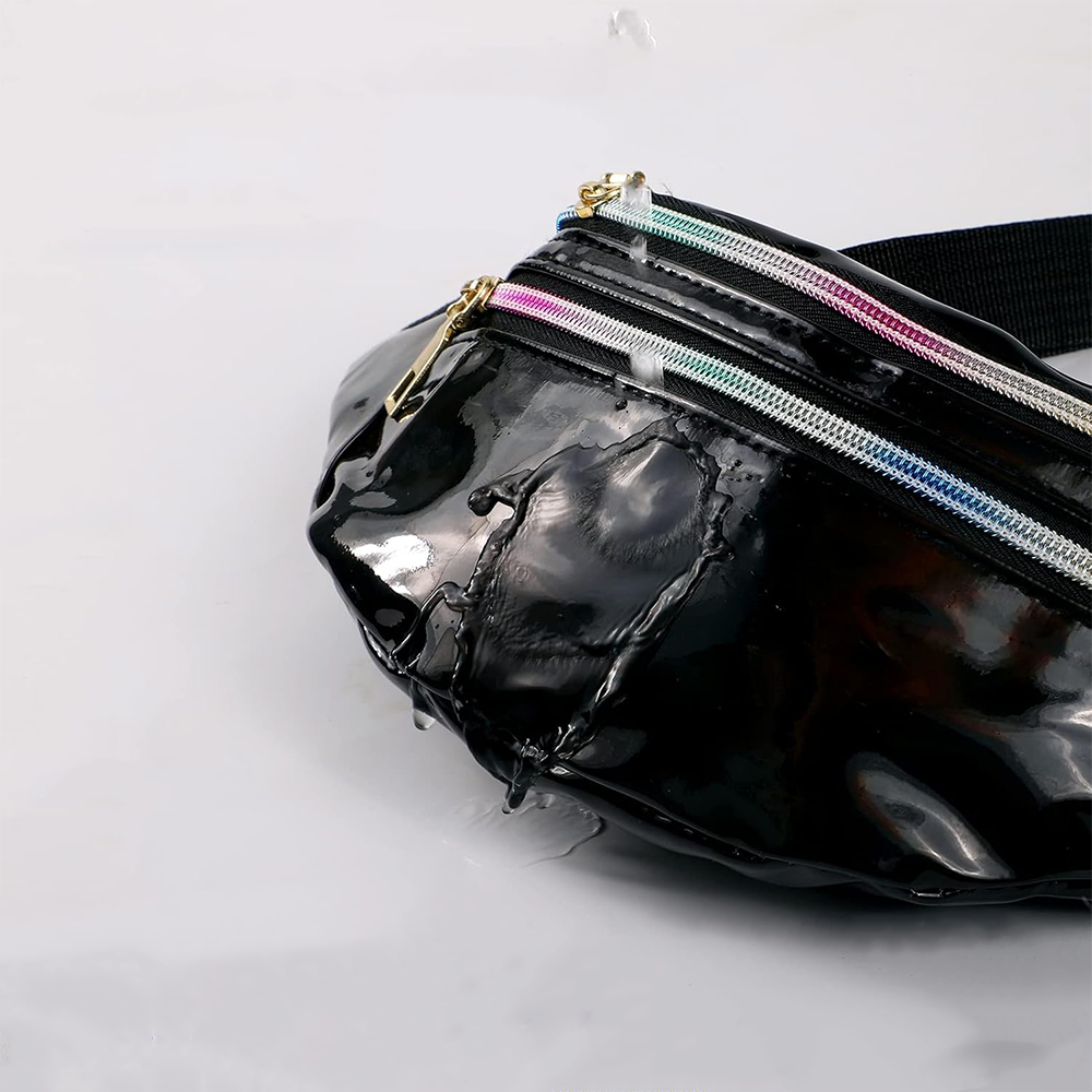 (30x14cm) Unisex Bauchtasche Outdoor Crossbody Bag Gürteltasche Irisierend - Schwarz