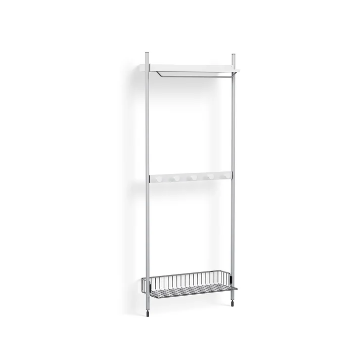 HAY - Pier System 1041, Standregal mit Gitterboden, H 209 x 82 cm, weiss / Aluminium