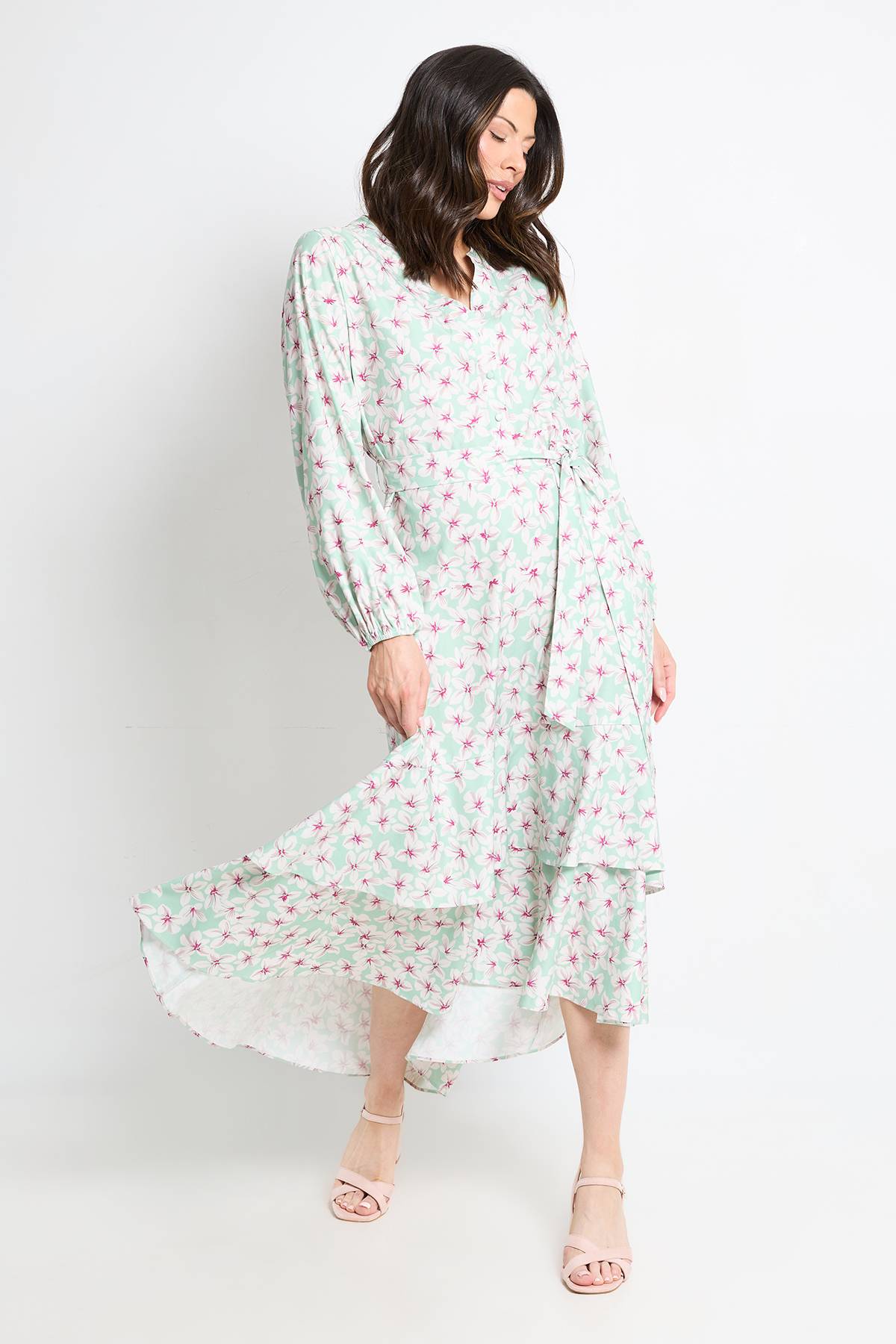 Wallis Robe Chemise Midi À Boutons Avec Imprimé Fleuri