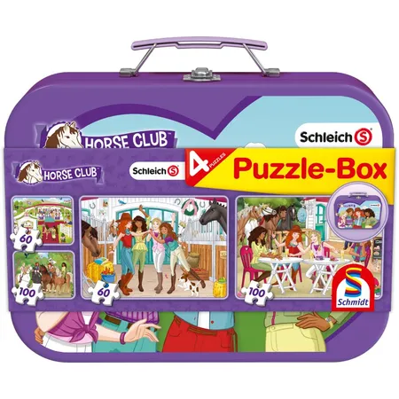 Schmidt Spiele Puzzle - Schleich, Horse Club, Puzzle-Box, 2x60, 2x100 Teile im Metallkoffer