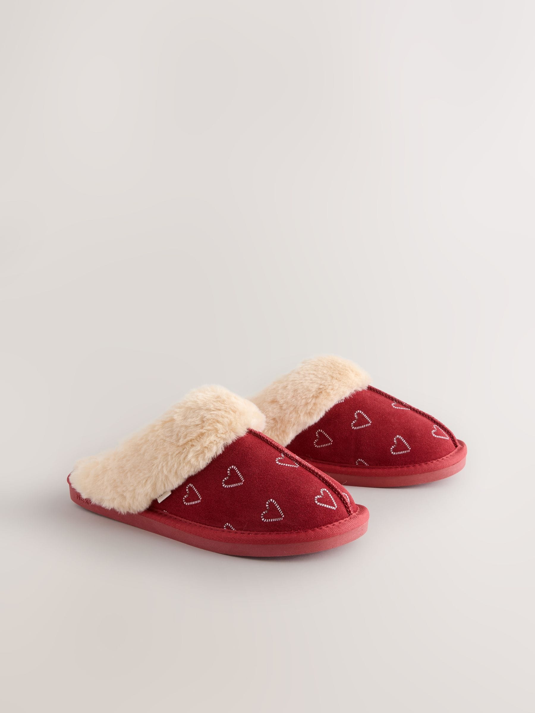 Rood met zuurstok - Faux Fur Suede Mule Slippers