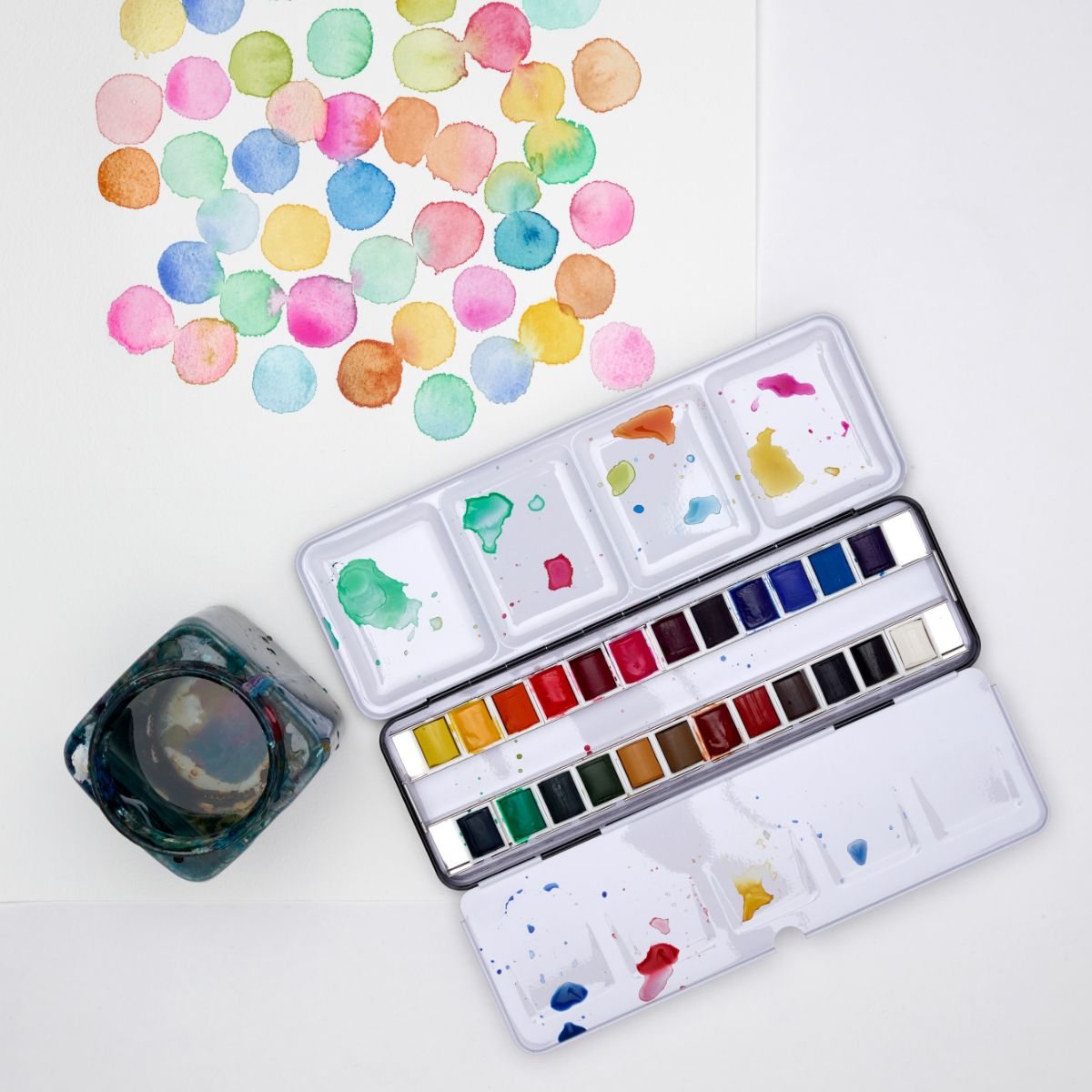 Winsor & Newton Cotman 24 Half Pan Watercolour Paint Metal Sketch Box