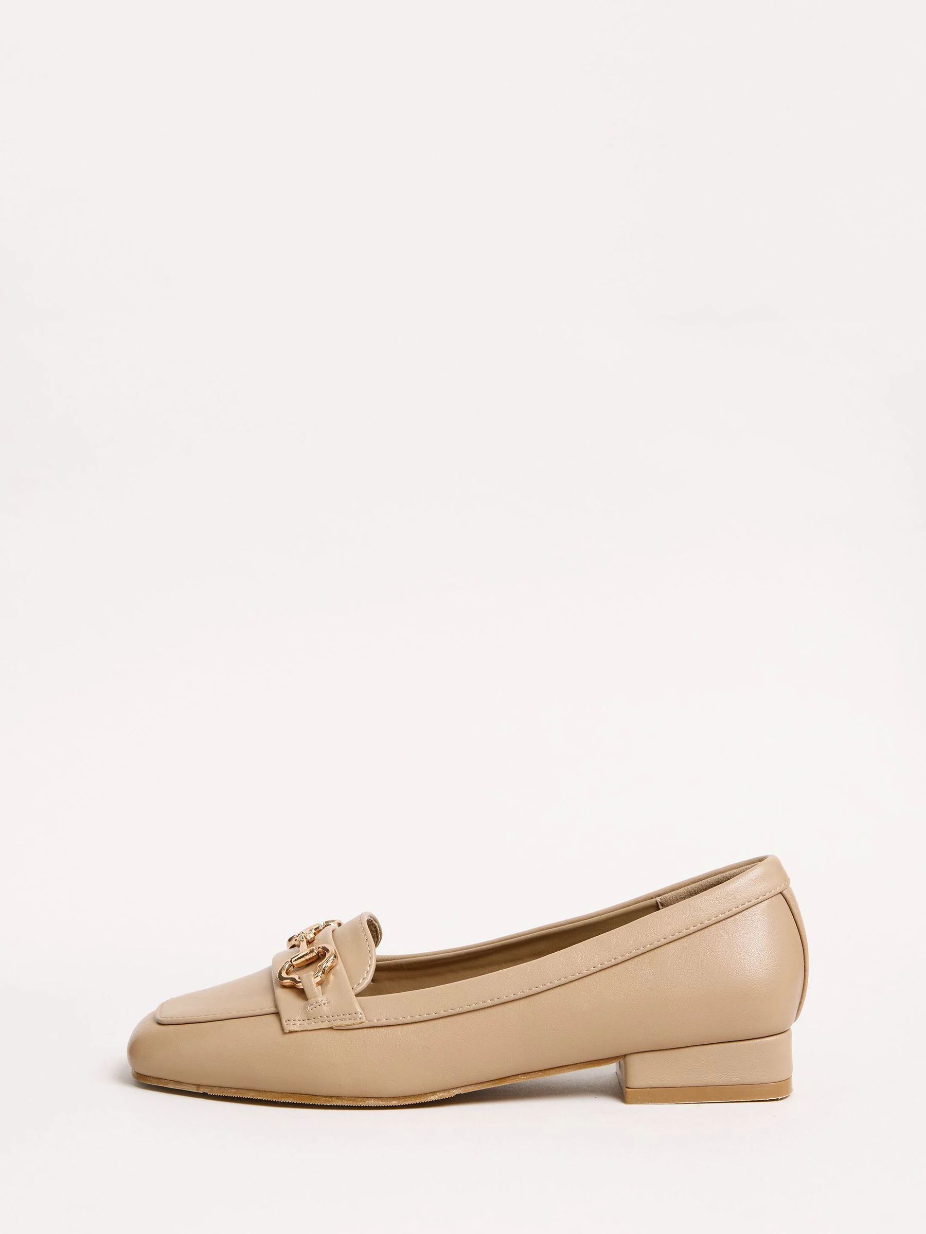 Taupe - Friends Like These Snaffle Square Toe Low Block Heel Comfort Faux Leather Loafer Shoes