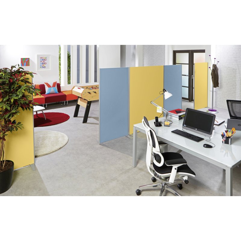 Cloison START UP bois antibactérien L 120 x H 160 cm cadre coloris aluminium sans piètement