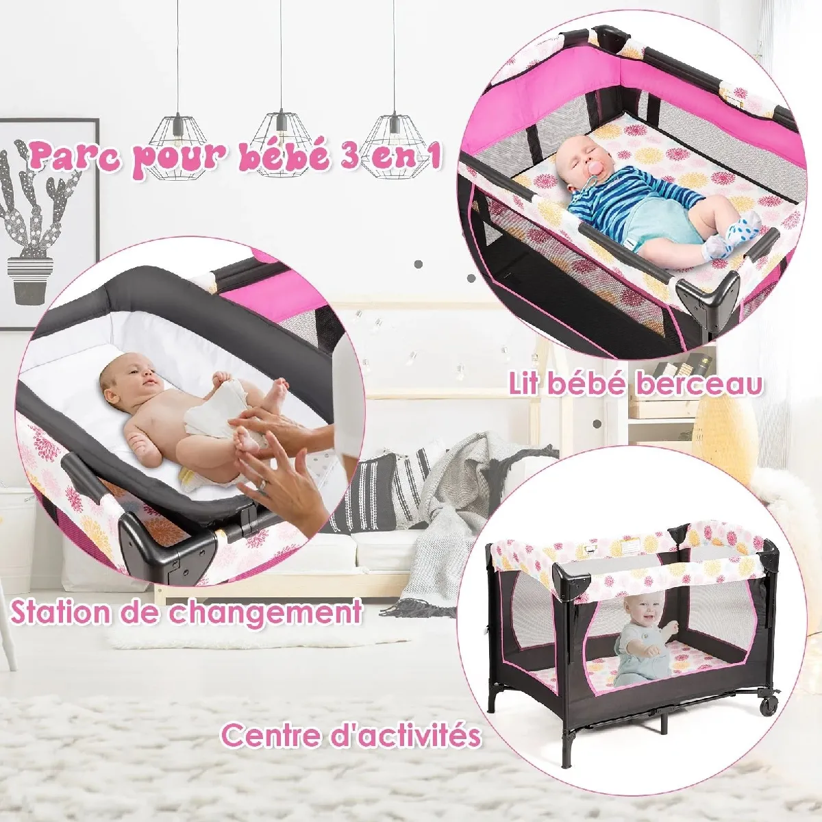 Decoshop26 Lit parapluie 3 en 1