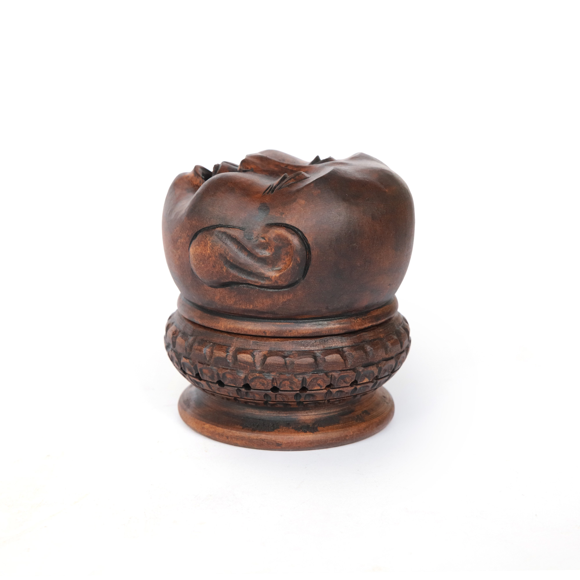 Räucherkegel-Halter 'Buddha', Holz, B 10 cm, H 10 cm, T 11 cm von fischer's lagerhaus