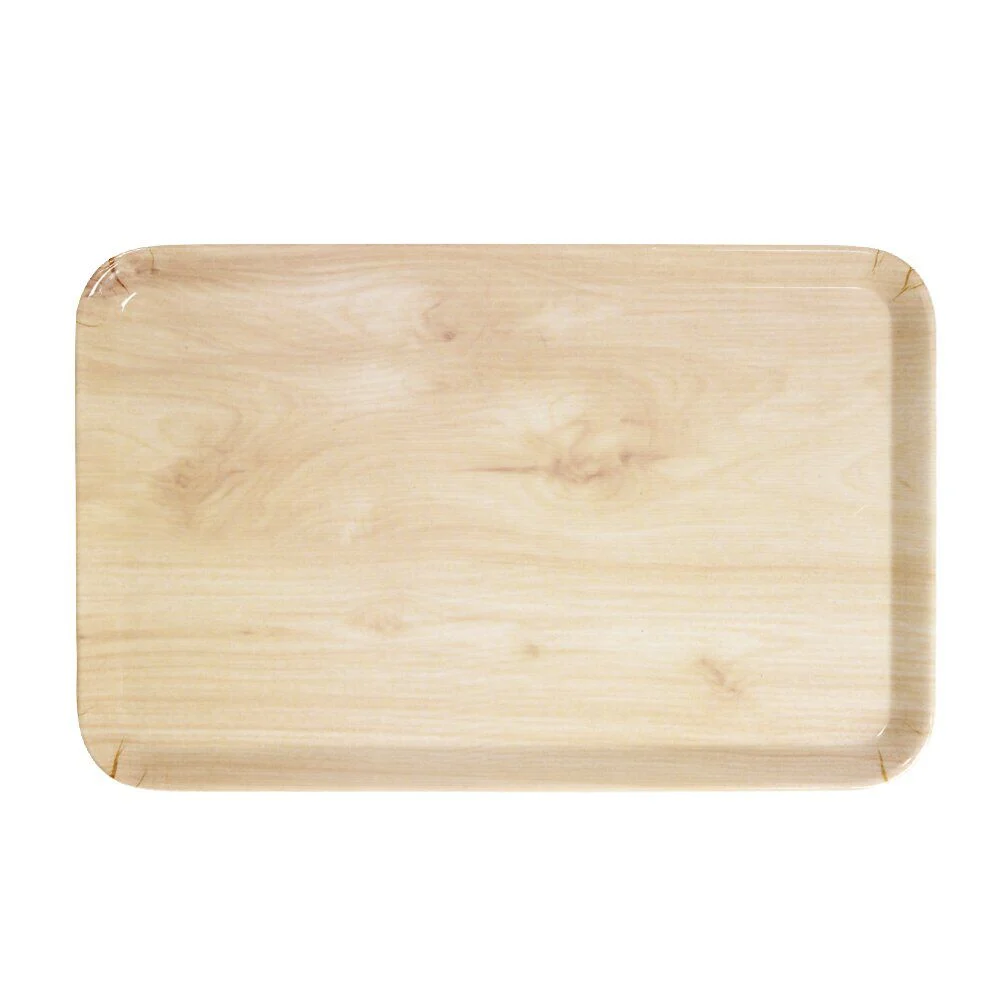 Plateau rectangulaire mélaminé effet bois naturel 19x30cm