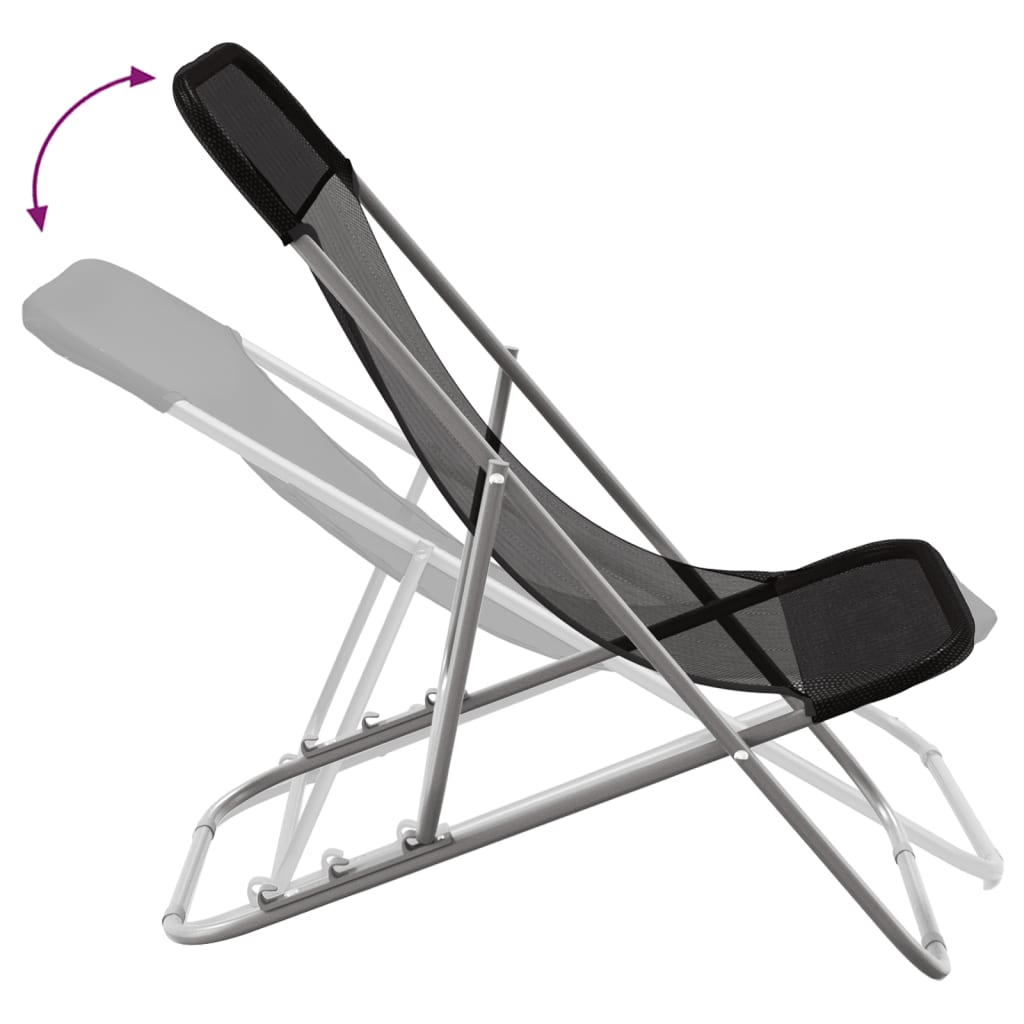 Chaises de plage pliantes 2pcs textilène acier enduit de poudre