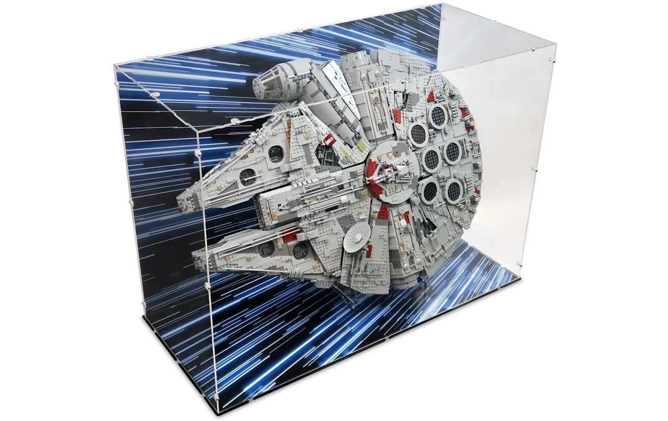 Baukasten Acryl-Display für LEGO 75192 Star Wars<br>Vertikale Acry-Display-Box und Ständer mit Hintergrundbild für LEGO Star Wars UCS Millennium Falcon