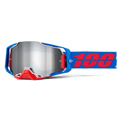 Masque cross 100% ARMEGA Ironclad - Mirror Silver 2024 - Bleu / Rouge