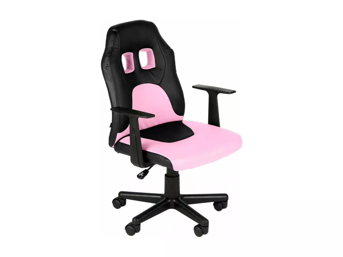 Chaise de bureau - Similicuir & Plastique - Noir / Rose - Fun