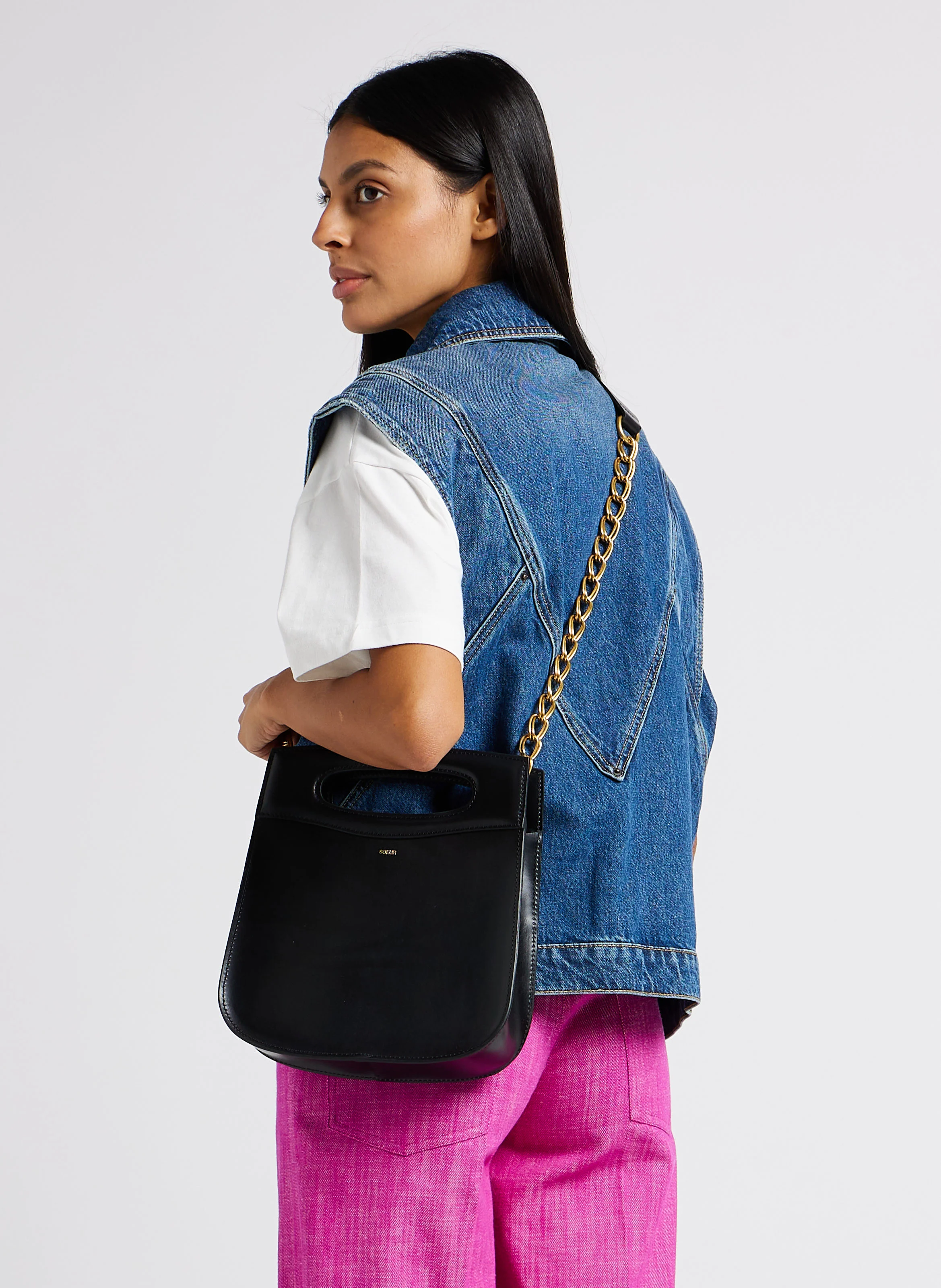 CHERI - Sac bandoulière en cuir de vachette | Noir