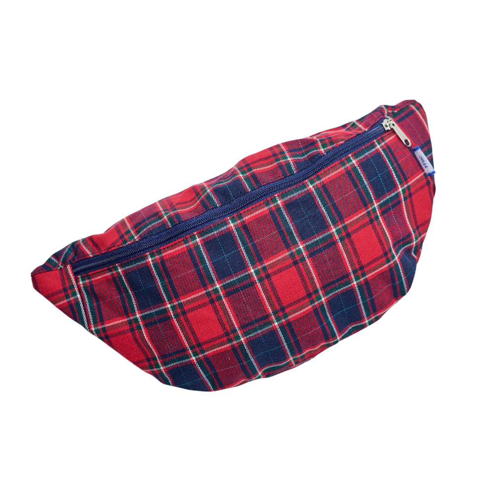 Petit Sac Banane Tartan Rouge