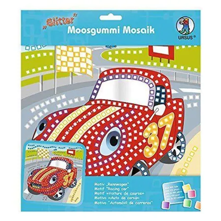 URSUS Moosgummi Mosaikbild Rennwagen mit Glitter, 434 Teile