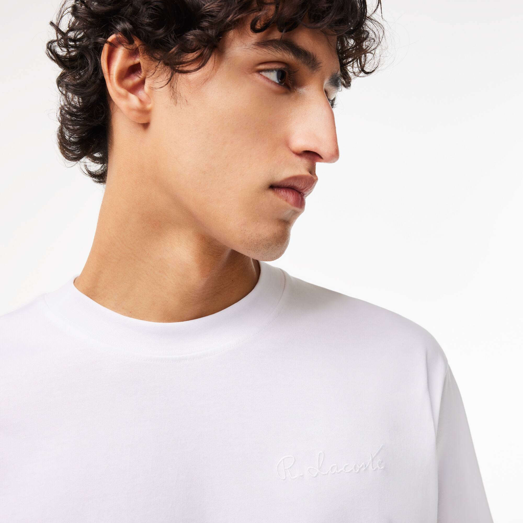 T-Shirt aus robuster Baumwolle mit LACOSTE Stickerei T-Shirts - Weiss - Lacoste - Herren