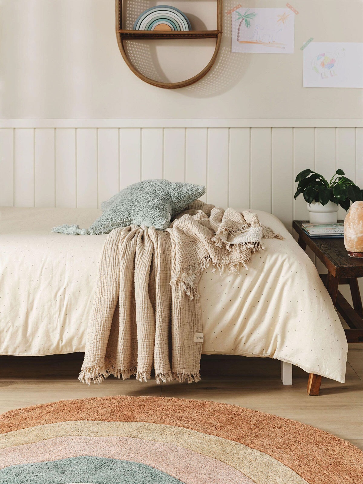 benuta LYTTE Baumwolldecke LILO 130 x 170 cm beige/cream