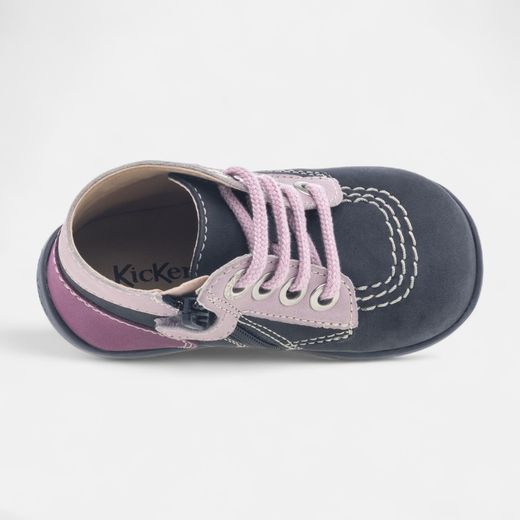 Baskets hautes Bébé fille en cuir bleu marine