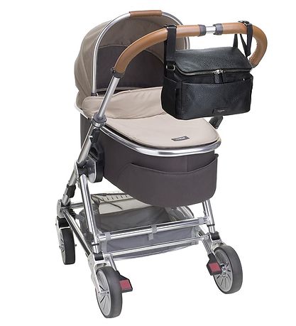 Storksak Barnevognstaske - L?der - Alyssa - Blåck/Gunmetal