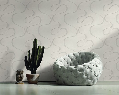 Vliesbehang 53339 Colani VISIONS abstract crème zilver