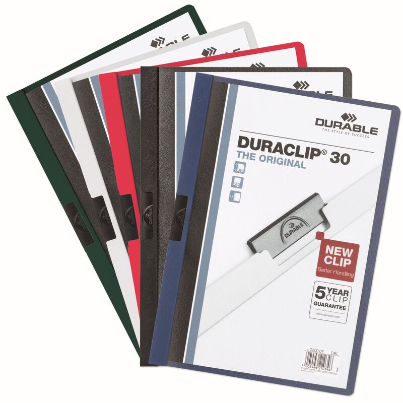 Durable Klemmhefter Duraclip, 30 Blatt, 5 Stück, A4, assortiert
