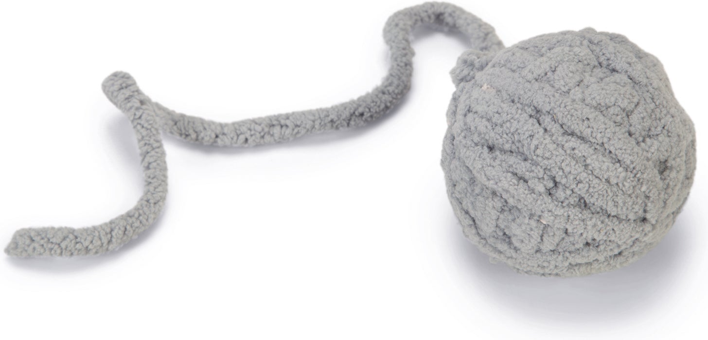 Beeztees kattenspeelgoed speelbal met koord grijs D 6,5 H 35 cm