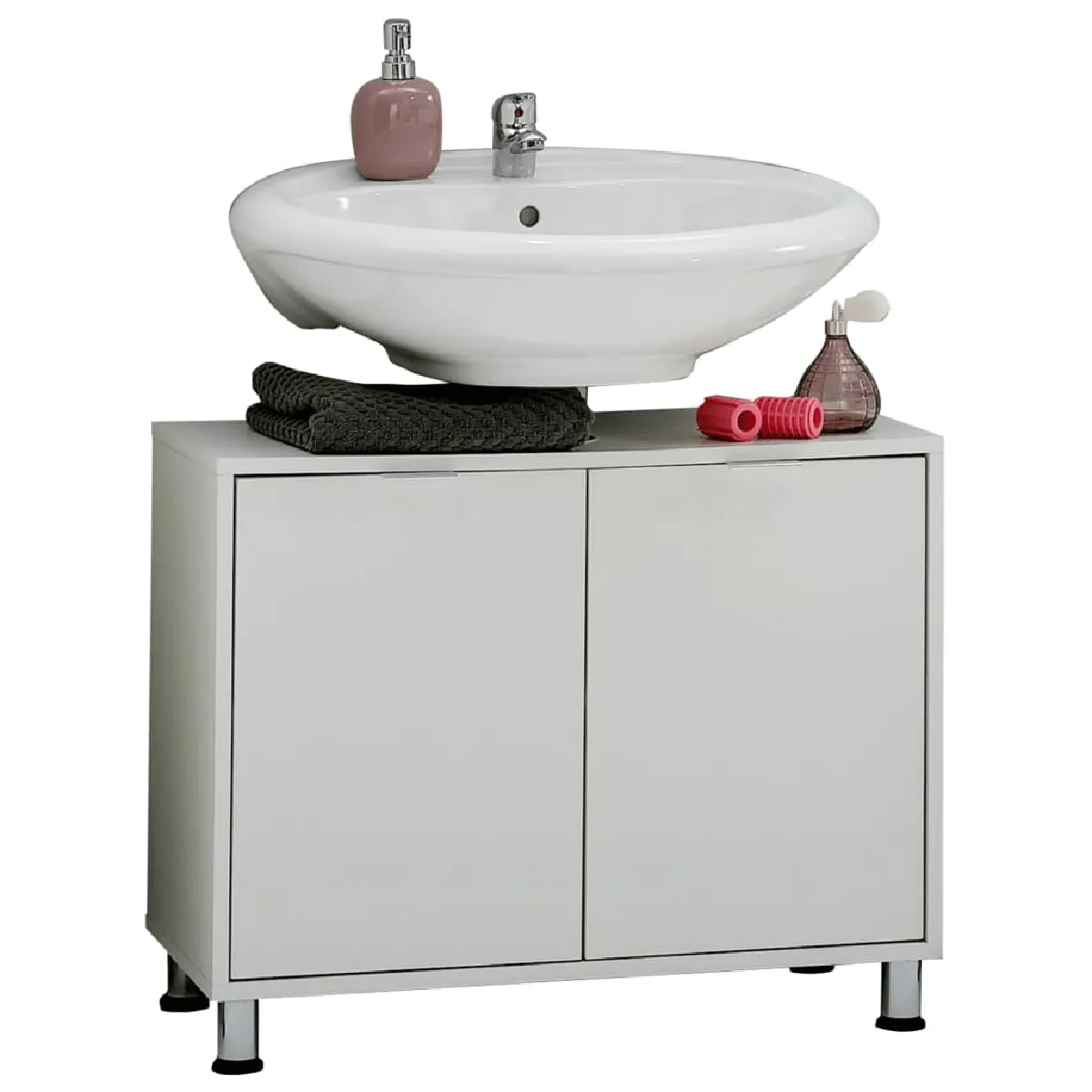 FMD Meuble salle de bain sous évier - Blanc 70x32,9x49,5 cm