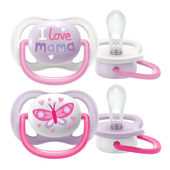 Lot 2 sucettes ultra air   I love mama et papillon        0-6 mois   de               Philips AVENT