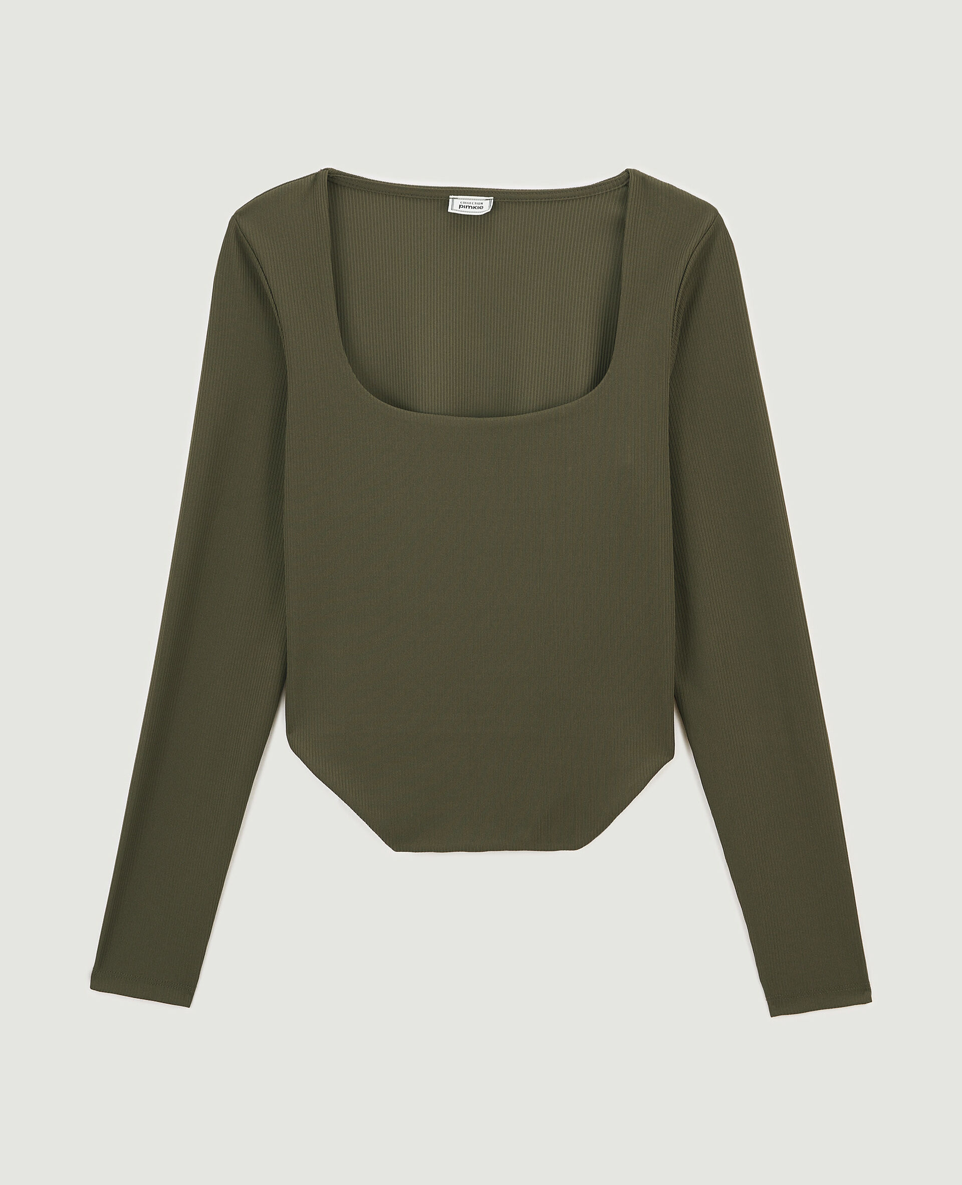 Top encolure carrée effet corset - Vert kaki