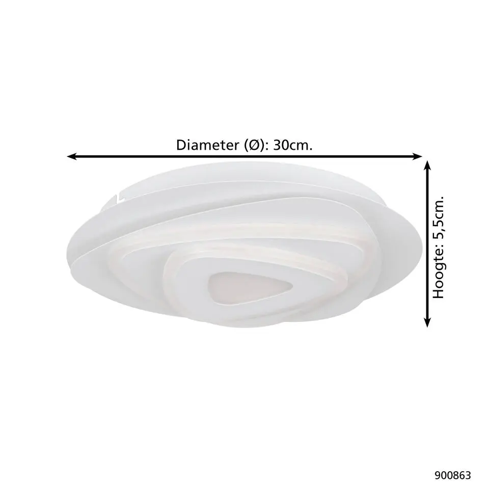EGLO Palagiano Plafondlamp - LED - Ø 30 cm - Wit