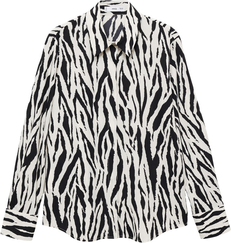 MANGO Printed flowy shirt Light beige