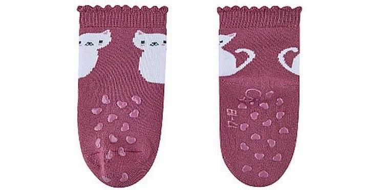 Sterntaler Antirutsch-Socken 2er Set Katze Beerenrosa Gr. 2 Krabbelsocken für Kinder
