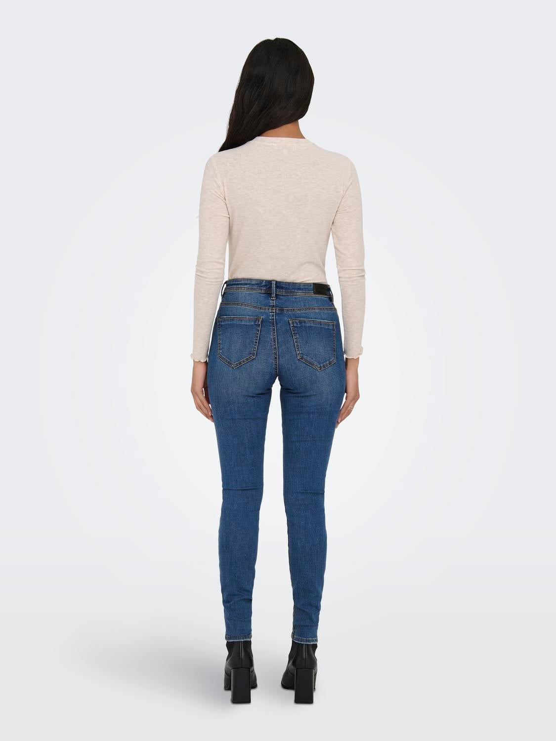 ONLWAUW Mittlere Taille Skinny Fit Jeans Dark Blue Denim