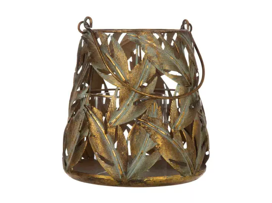 Bougeoir en métal doré 17.5x17.5x19h