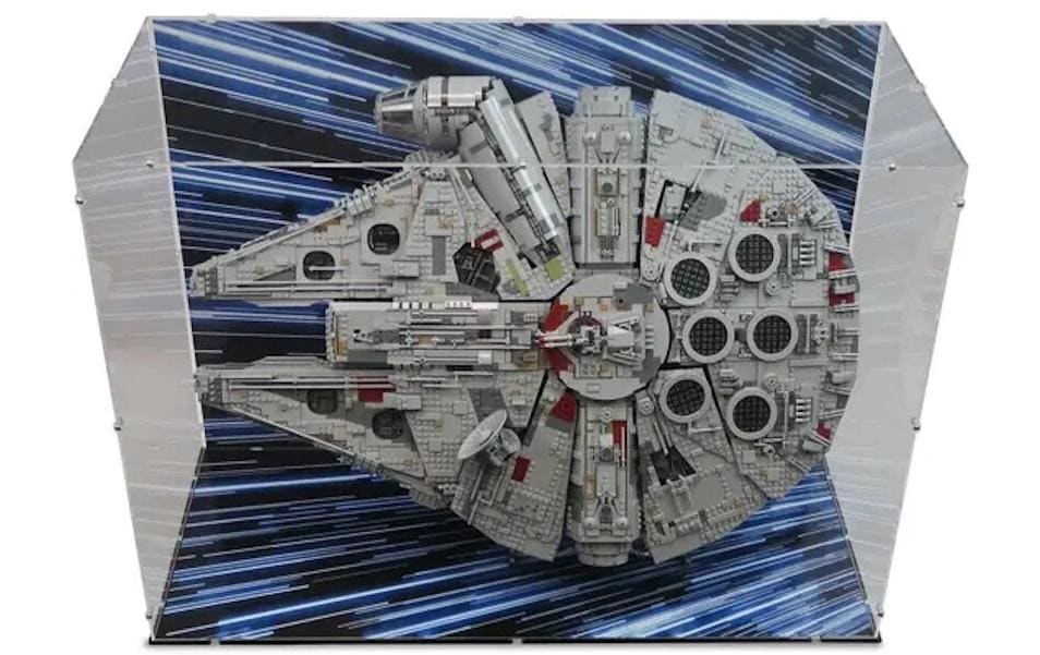 Baukasten Acryl-Display für LEGO 75192 Star Wars<br>Vertikale Acry-Display-Box und Ständer mit Hintergrundbild für LEGO Star Wars UCS Millennium Falcon