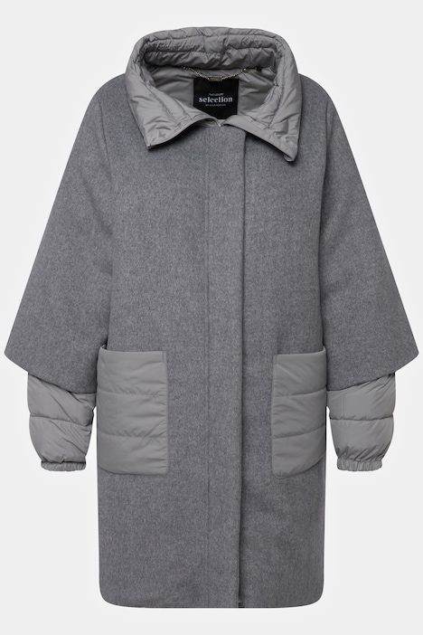 Jacke, Wollmix, A-Linie, Stehkragen, 2-Wege-Zipper