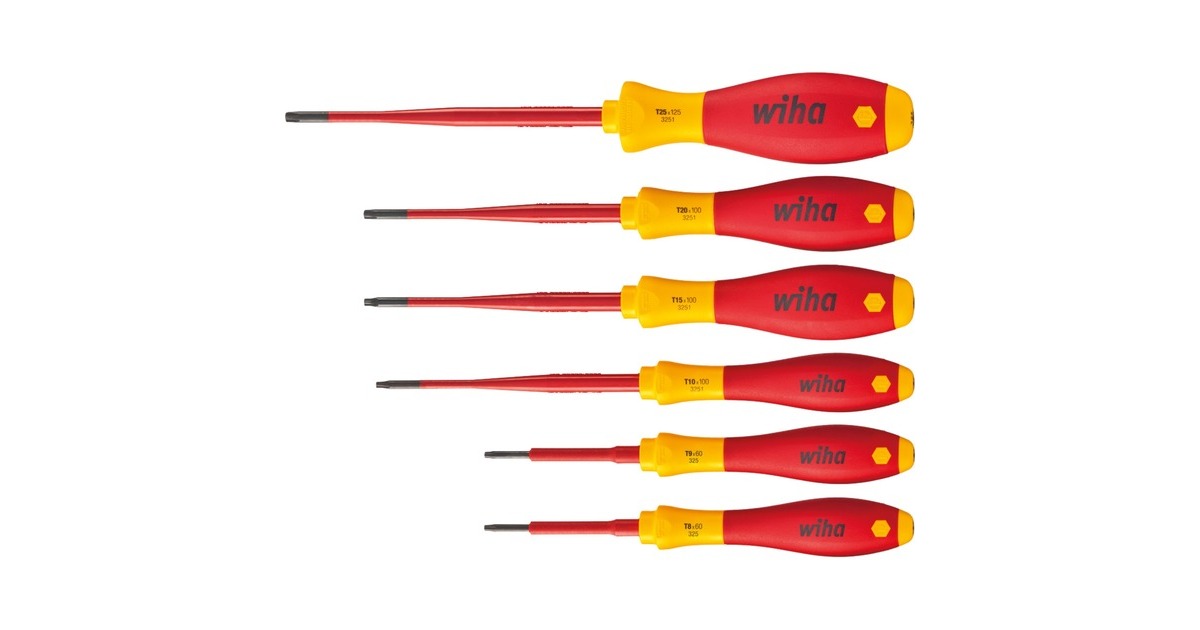 WihaSchroevendraaierset SoftFinish electric slimFix  (Rood/geel, 6-delig)