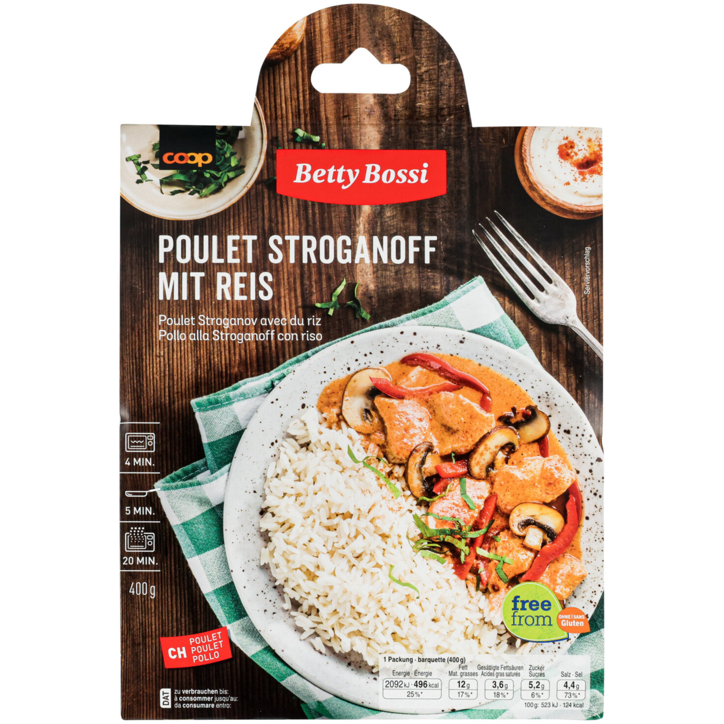 Betty Bossi Poulet Stroganoff mit Reis