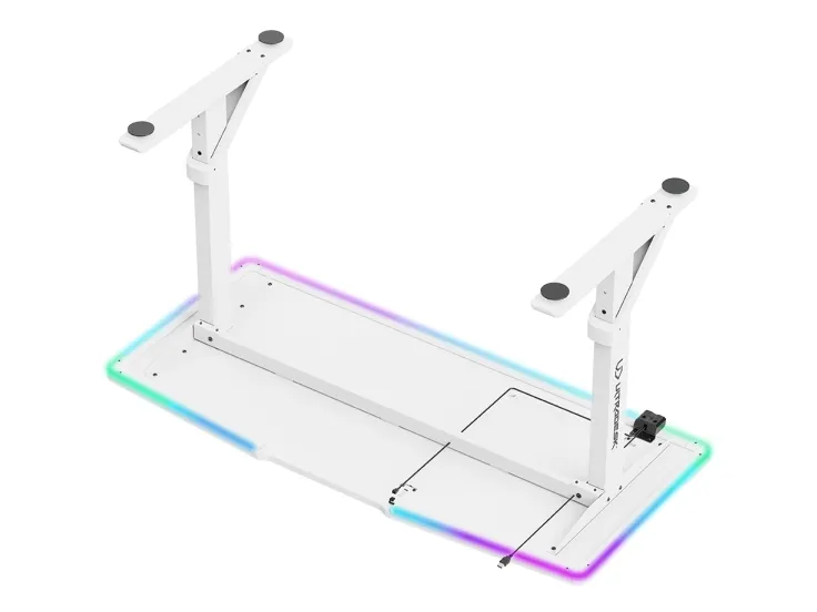 ULTRADESK IRON Hvidt spillebord, 132,5x60,5 cm, 71-81 cm, mekanisk justerbar højde
