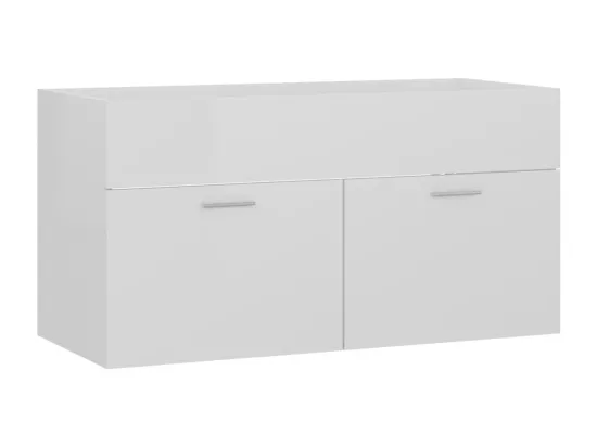 Armoire d'évier avec lavabo intégré Blanc brillant
