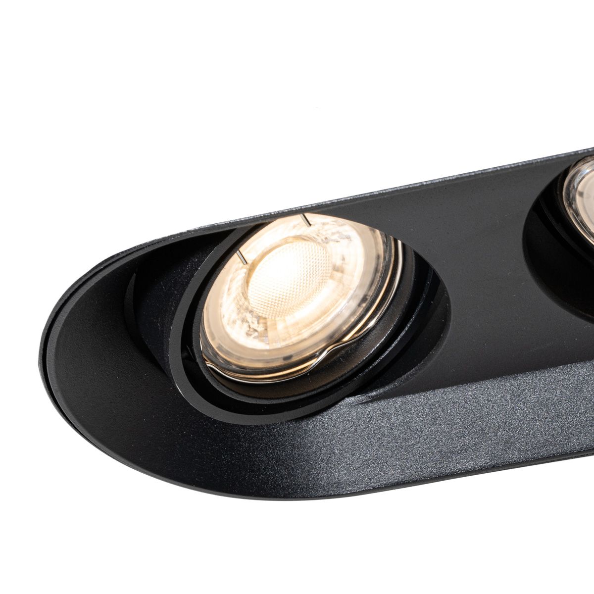 Set van 6 Afgeronde inbouwspot zwart GU10 50mm 2-lichts - Hubs